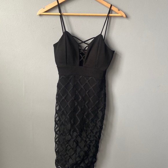 Bodysuit Dress with Mesh Overlay - Picture 5 of 7
